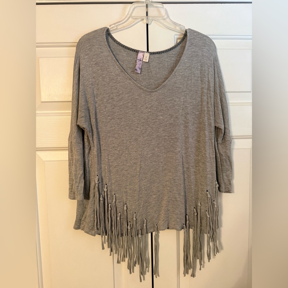 Alpine Gray Women's Top with Fringe